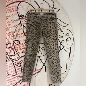 Current Elliott The Rolled Skinny Grey Leopard Corduroy Pants